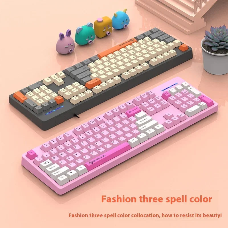 shipadoo104 Keys Gaming Keyboard with 3 Colors Keycaps USB Wired mechanical keyboard for Laptop Desktop PC Gamers