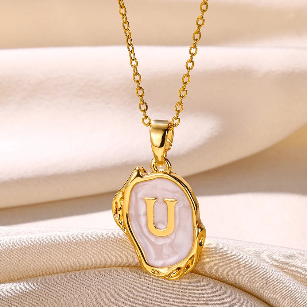 Y2K 26 Letter Pendant Necklaces for Women Alphabet A-Z Initials Sweet Cool Girl Punk Necklace Aesthetic Stainless Steels Jewelry