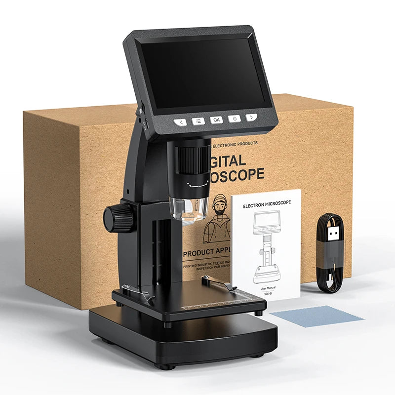 1080P 4.3"LCD Electronic Digital Microscope 1000X Magnification Coin Microscopio Adjustable Carrier Table for PCB Welding repair