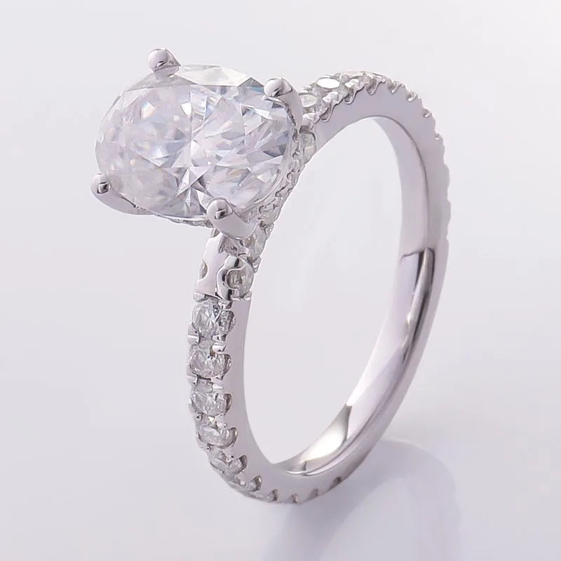 Provence 10K/14K/18K White Gold Moissanite Diamonds Promise Rings for Women 2.5CT Oval Cut Eternity Rings Customize Rings