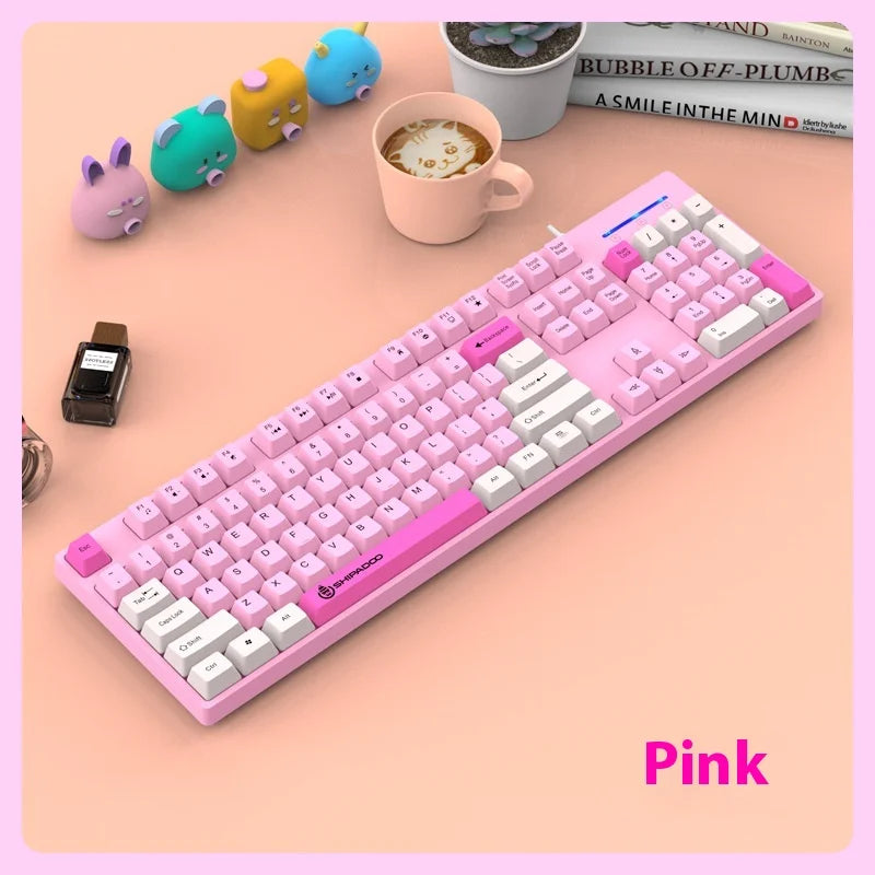 shipadoo104 Keys Gaming Keyboard with 3 Colors Keycaps USB Wired mechanical keyboard for Laptop Desktop PC Gamers