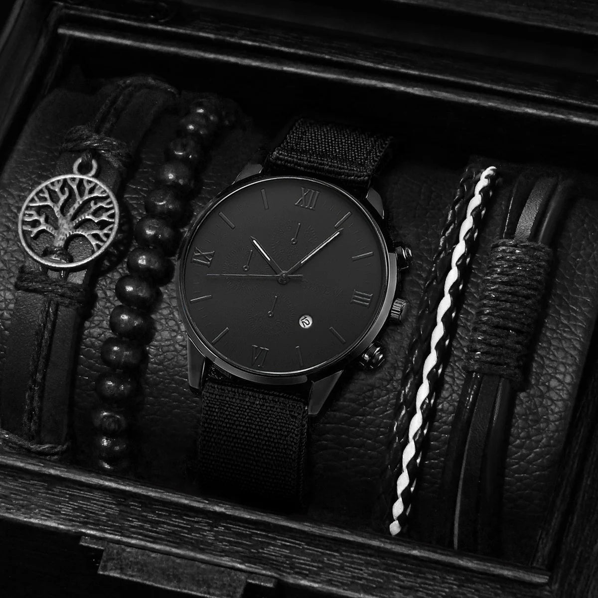 4/5PCS Fashion Men Watches Casual Male's Quartz Watch Bracelets Set Relogio Masculino Reloj Hombre(Without Box)