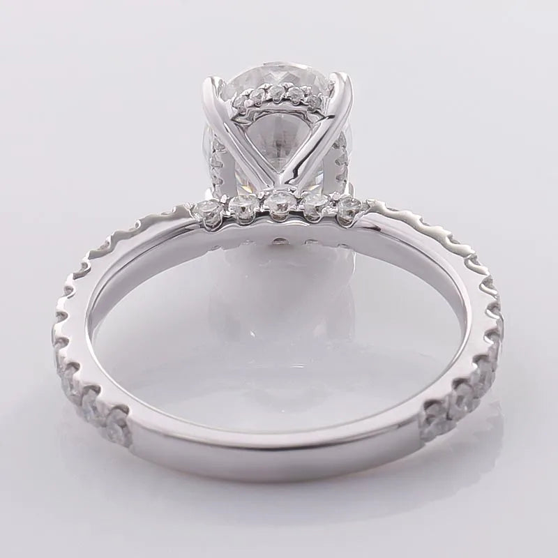 Provence 10K/14K/18K White Gold Moissanite Diamonds Promise Rings for Women 2.5CT Oval Cut Eternity Rings Customize Rings