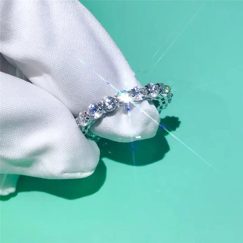 Brand Real 925 Sterling Silver ring Round 4mm Lab Diamond Cz Engagement wedding band rings For women men Party Jewelry