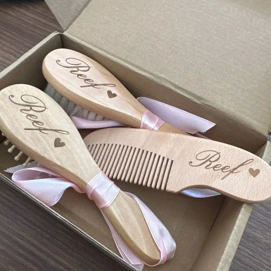Personalized Hairbrushes Engrave Infant Name Wooden Newborn Hair Comb Gifts Birthday Present Christmas Present