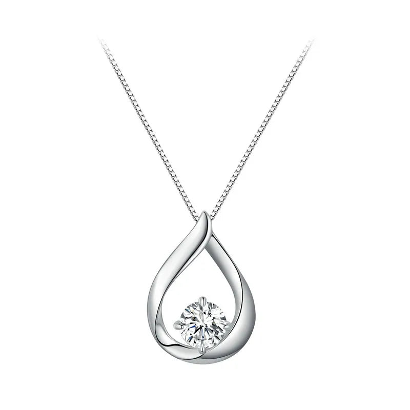Bamoer 1CT Moissanite Waterdrop Necklace Lab Diamond 925 Sterling Silver Chain Necklace for Women Wedding Valentine's Day Gift