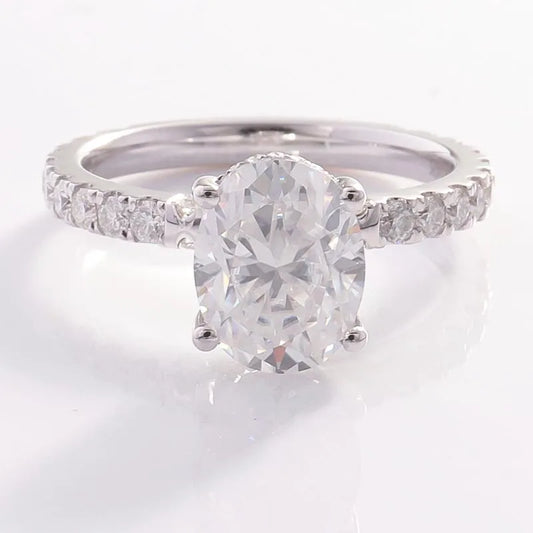 Provence 10K/14K/18K White Gold Moissanite Diamonds Promise Rings for Women 2.5CT Oval Cut Eternity Rings Customize Rings