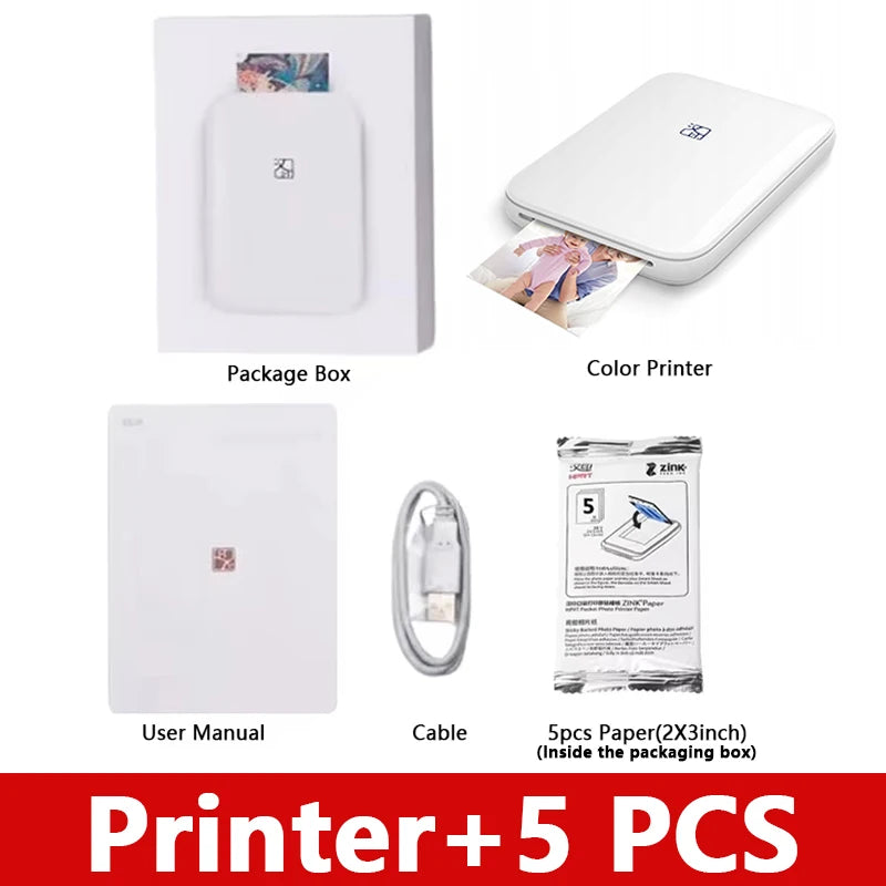 HPRT MT53 Mini Photo Printer Wireless Handheld Pocket Printer Mobile Portable Printing 2x3Inch Self-Adhesive Photo Paper USB