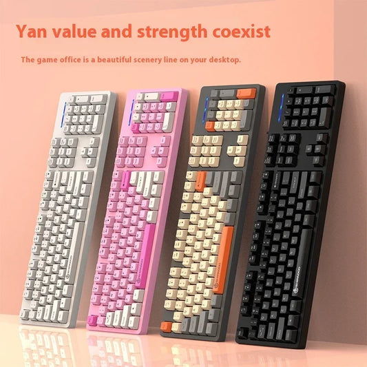 shipadoo104 Keys Gaming Keyboard with 3 Colors Keycaps USB Wired mechanical keyboard for Laptop Desktop PC Gamers