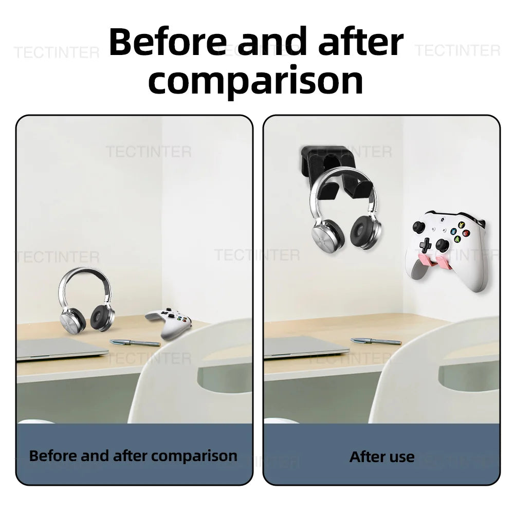 For Switch Pro/PS5/PS4/Xbox One Controller Gamepad Wall Mount Hanging Bracket Headphone Headset Stand Holder Gaming Accessories
