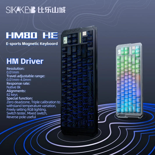 SIKAKEYB Castle HM80 HE 82 Keys New Arrival E-Sports Gaming  Gateron  Gaming Switch Aluminum Magnetic Keyboard
