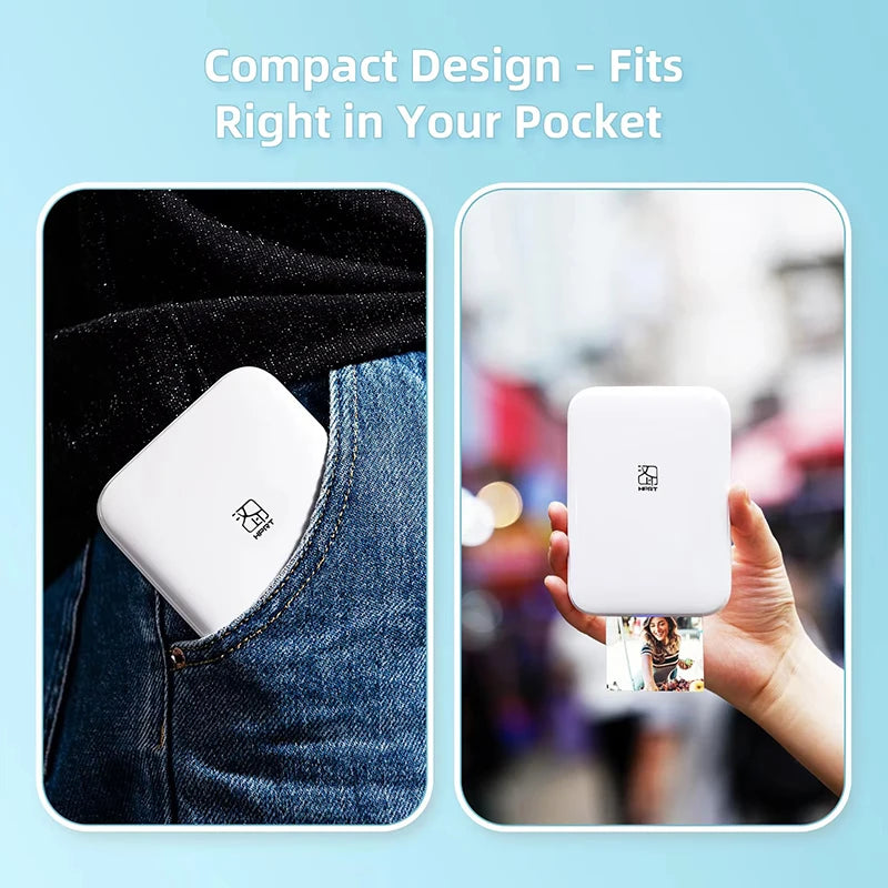 HPRT MT53 Mini Photo Printer Wireless Handheld Pocket Printer Mobile Portable Printing 2x3Inch Self-Adhesive Photo Paper USB