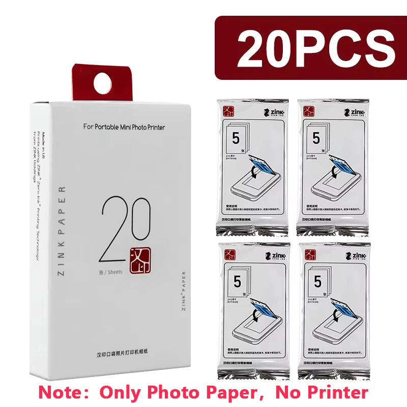 HPRT MT53 Mini Photo Printer Wireless Handheld Pocket Printer Mobile Portable Printing 2x3Inch Self-Adhesive Photo Paper USB